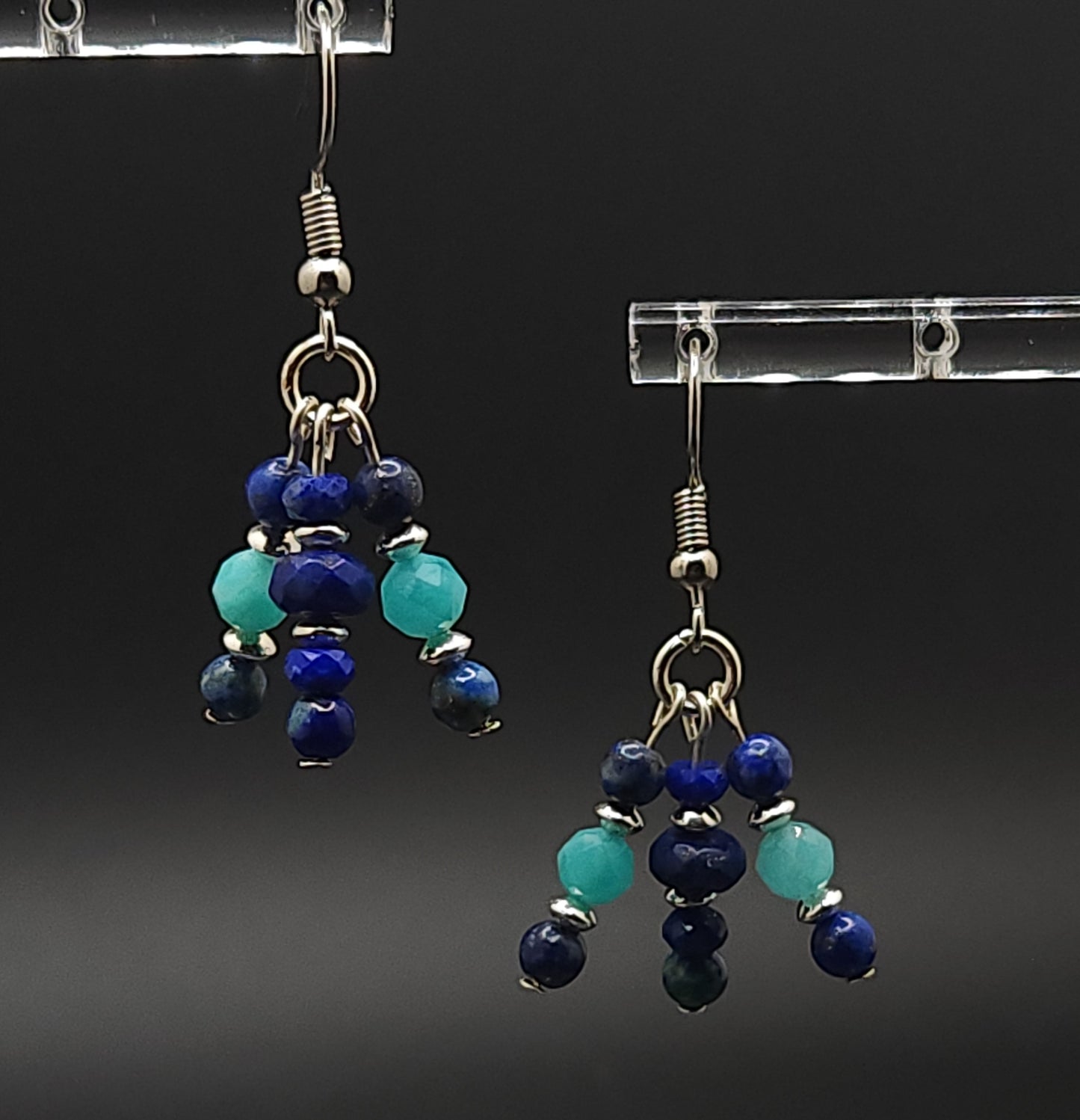 Natural Amazonite, Natural Azurite Malachite Chrysocolla beads, Faceted Lapis Beads, Sterling Silver