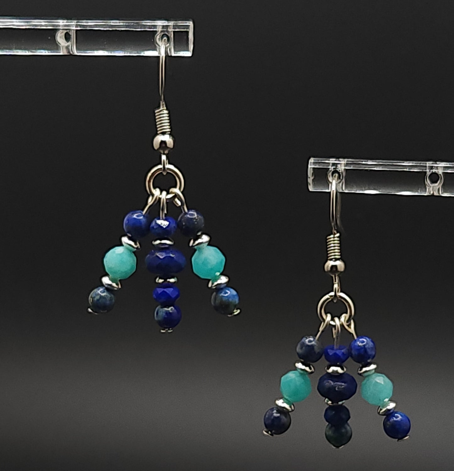 Natural Amazonite, Natural Azurite Malachite Chrysocolla beads, Faceted Lapis Beads, Sterling Silver