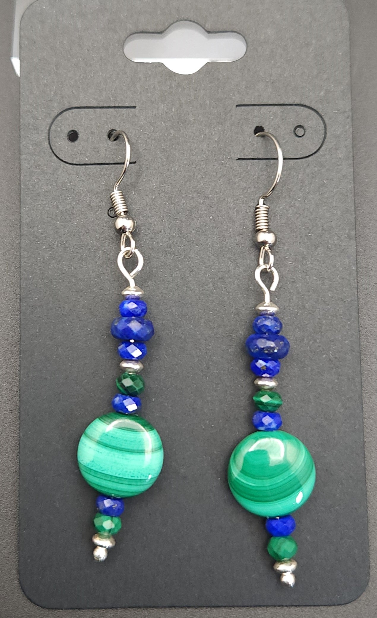 Natural Malachite Smooth Coin,  Faceted Natural Blue Lapis Lazuli, Faceted Natural Green Malachite